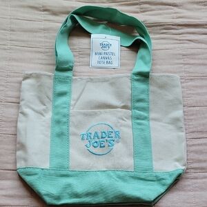 Trader Joes Mini Pastel Canvas Tote Bag